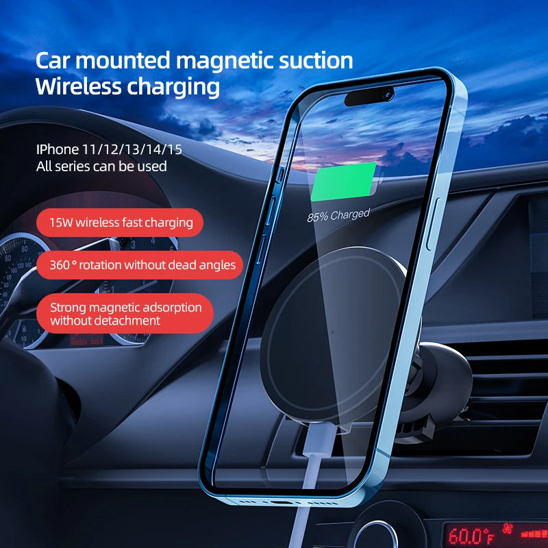 VIKEFON 30W Magnetic Car Wireless Charger For iPhone 12 13 14 15 pro max