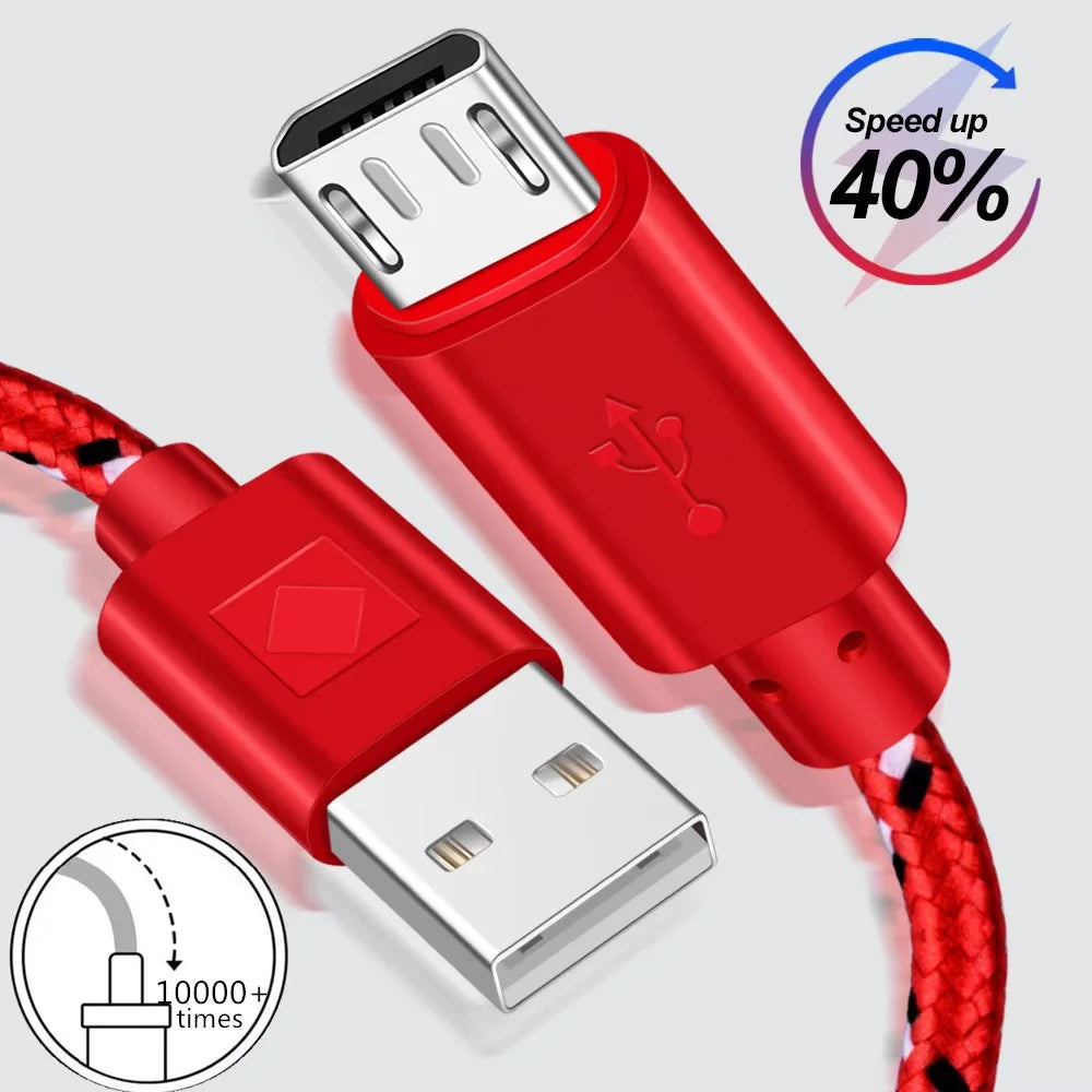 2.4A Micro USB Cable 0.5m/1m/2m/3m Data Sync USB Charge Cable For Samsung