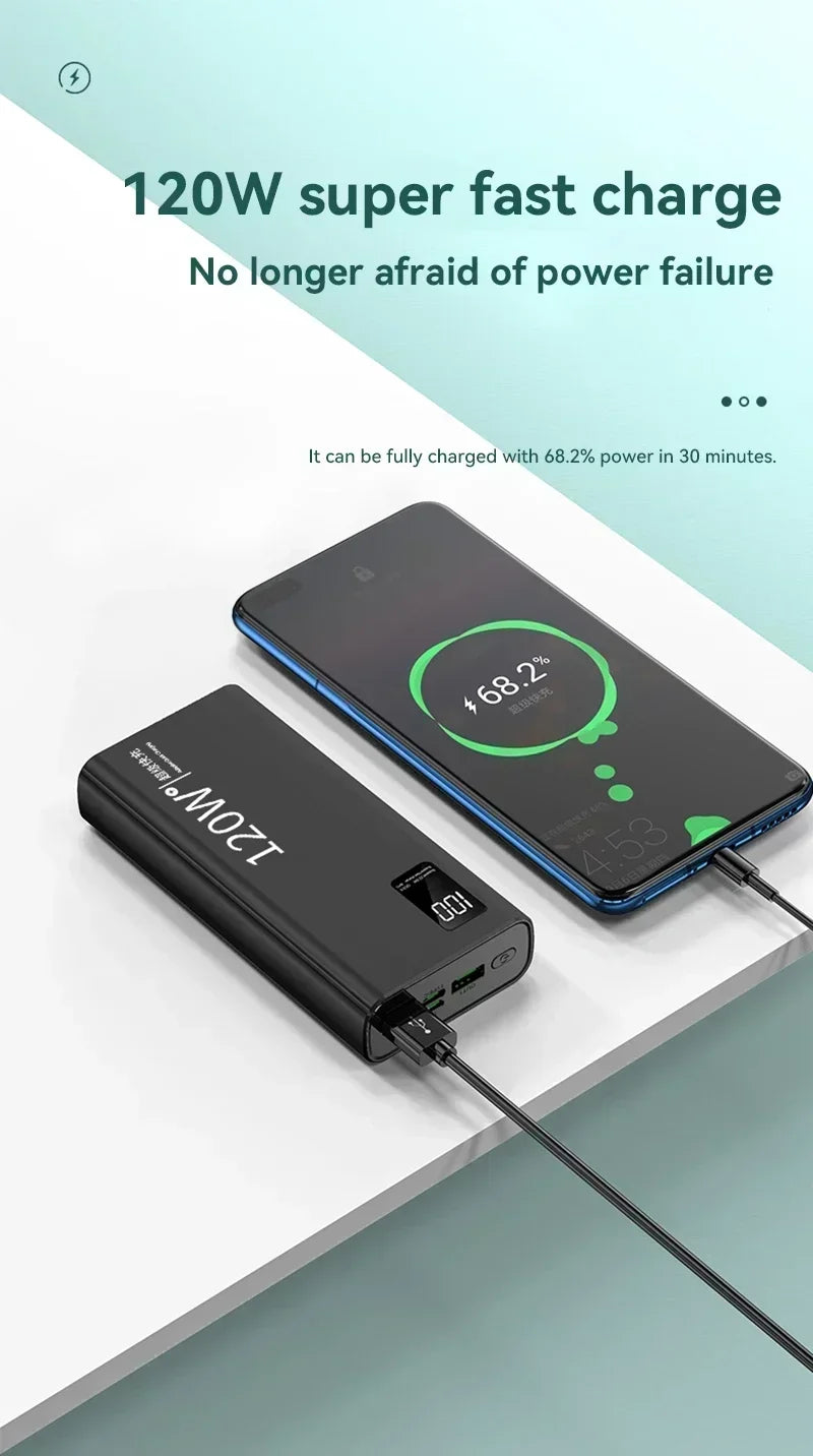 120W High Capacity Power Bank 500000mAh Fast Charger Portable Battery