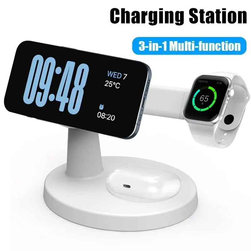 3 In 1 Magnetic Wireless Charger Stand For Magsafe iPhone 16 15 14 13 Pro Max