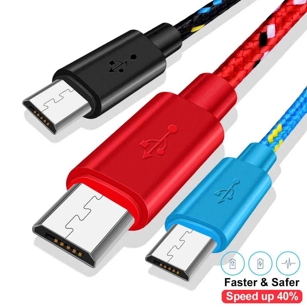 2.4A Micro USB Cable 0.5m/1m/2m/3m Data Sync USB Charge Cable For Samsung