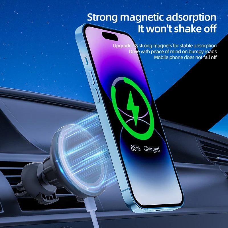VIKEFON 30W Magnetic Car Wireless Charger For iPhone 12 13 14 15 pro max