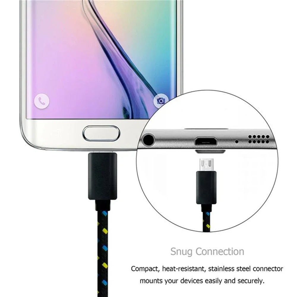 2.4A Micro USB Cable 0.5m/1m/2m/3m Data Sync USB Charge Cable For Samsung