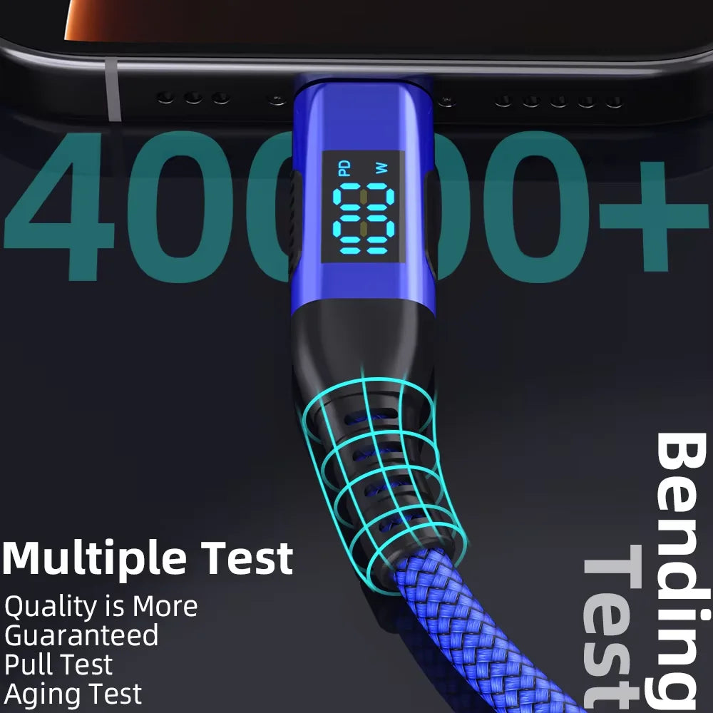 Ultra Fast Charging USB C to Type C Cable 100W 20V5A with LED Dynamic Display