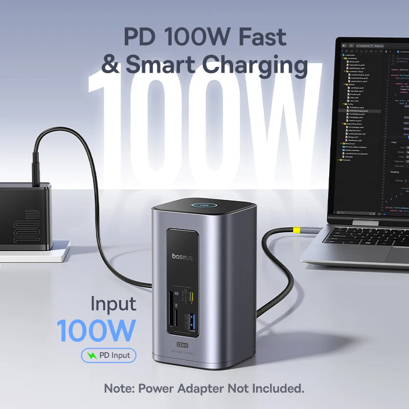 Baseus 12-in-1 USB C HUB to HDMI 4K@60Hz Dual Display USB 3.2 Adapter