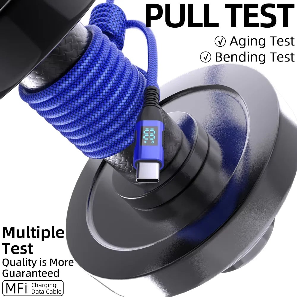 Ultra Fast Charging USB C to Type C Cable 100W 20V5A with LED Dynamic Display