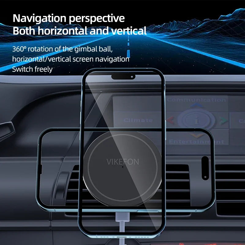 VIKEFON 30W Magnetic Car Wireless Charger For iPhone 12 13 14 15 pro max