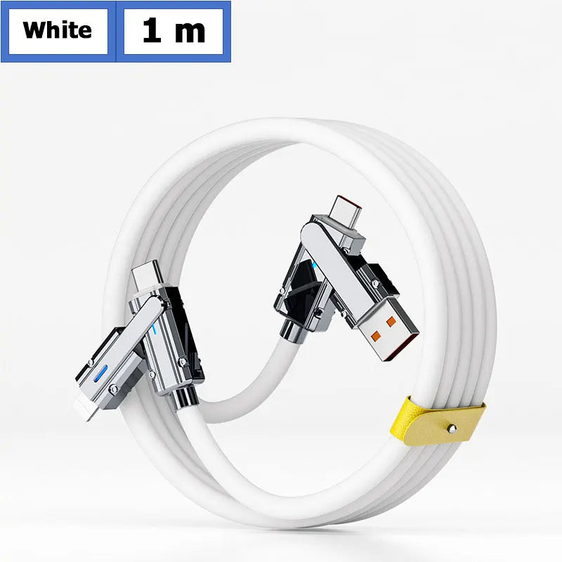 2-to-2 Data Cable 100w Super Fast Charging Cables Zinc Alloy PD 4-in-1 Multi