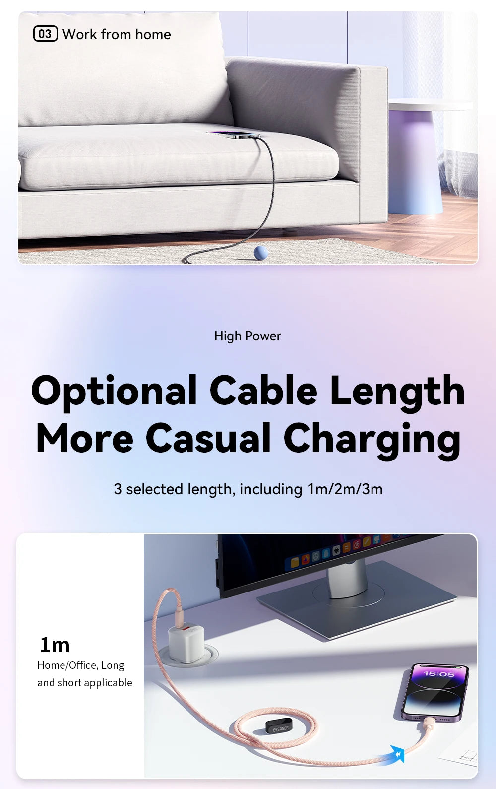 Essager USB Type C Cable For iPhone 14 13 12 11 Pro Max XS PD 20W Fast Charger