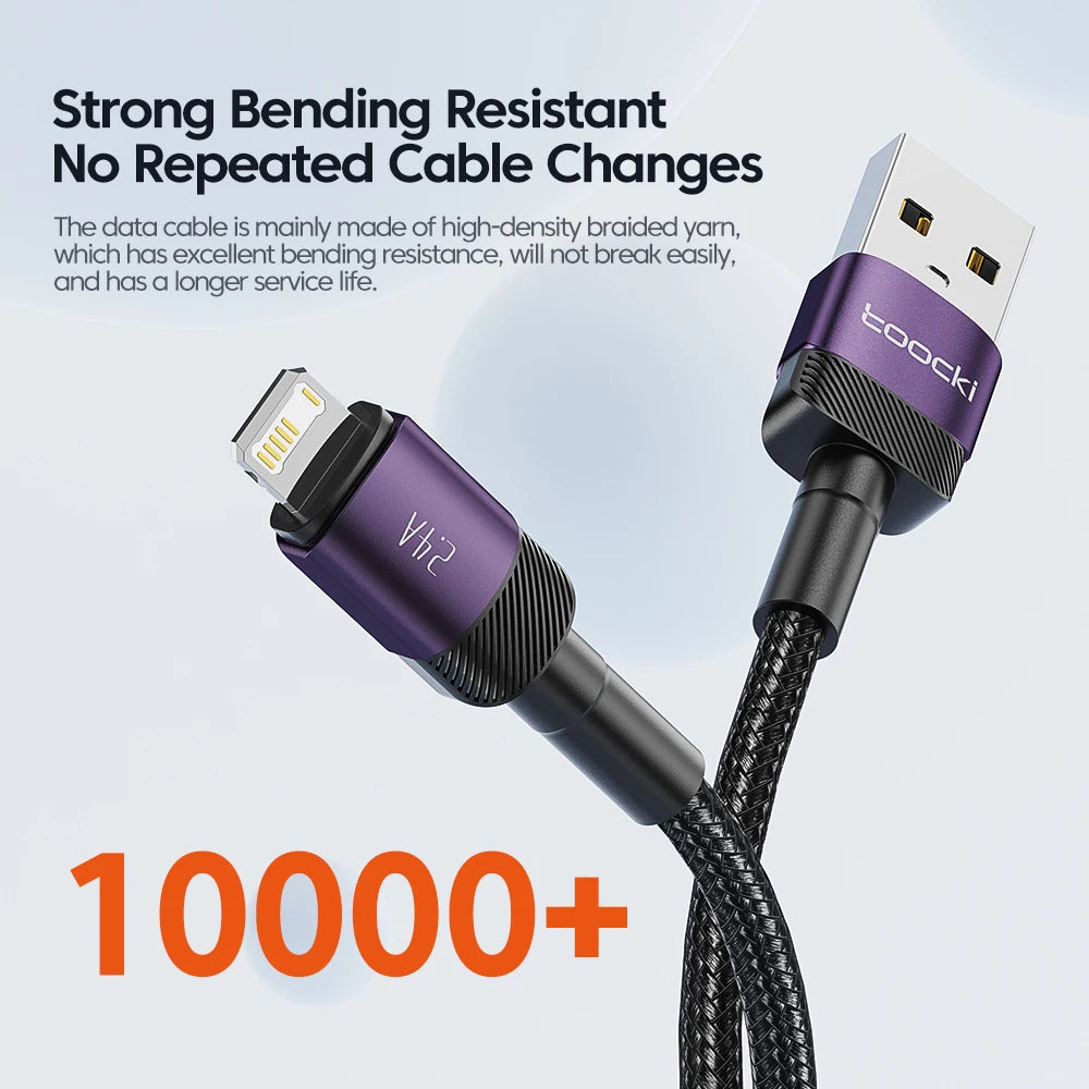 Toocki USB Cable For iPhone 14 13 12 Pro Max X XS XR 8 7 Plus iPad Fast Charging