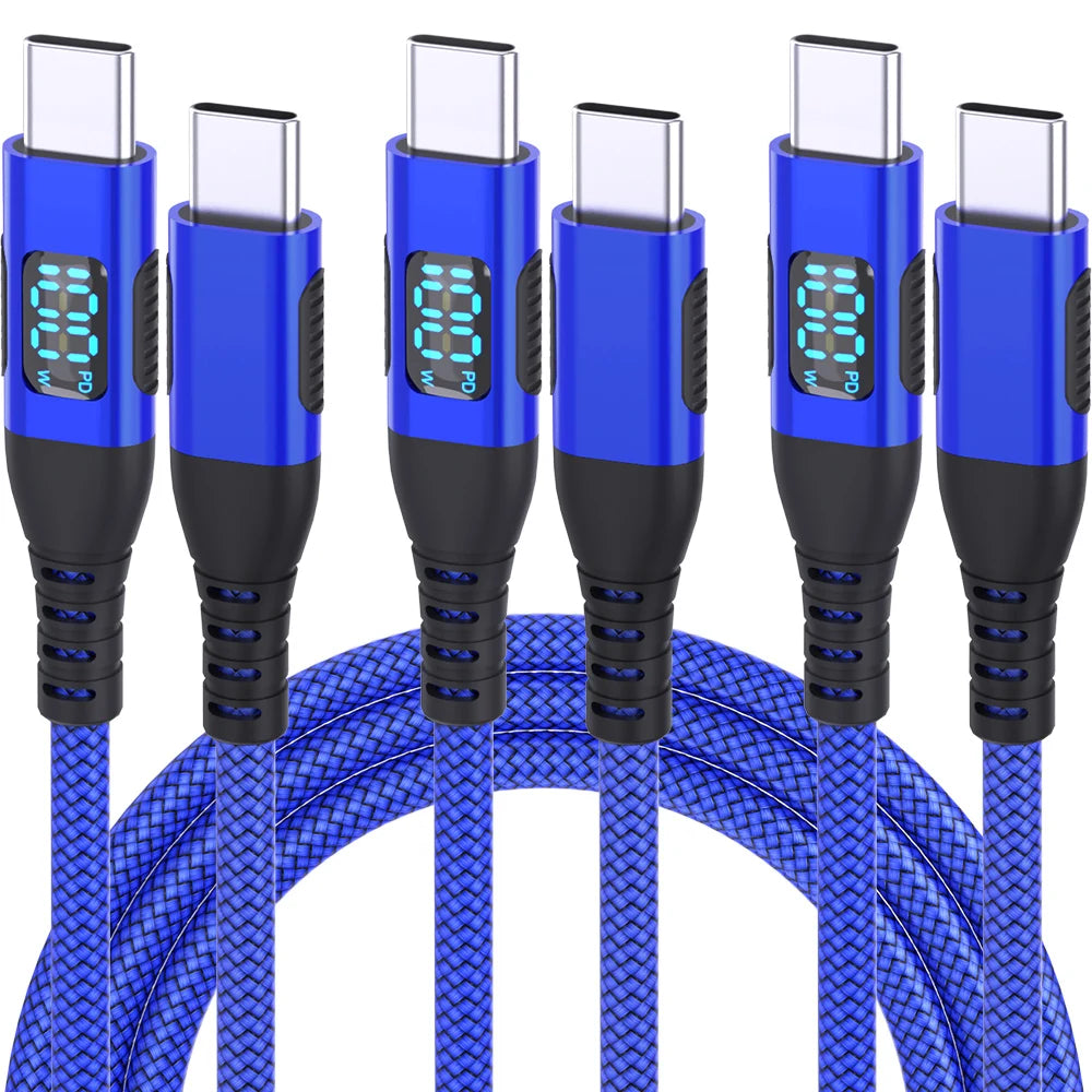 Ultra Fast Charging USB C to Type C Cable 100W 20V5A with LED Dynamic Display