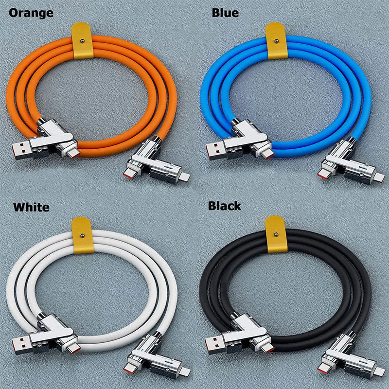 2-to-2 Data Cable 100w Super Fast Charging Cables Zinc Alloy PD 4-in-1 Multi