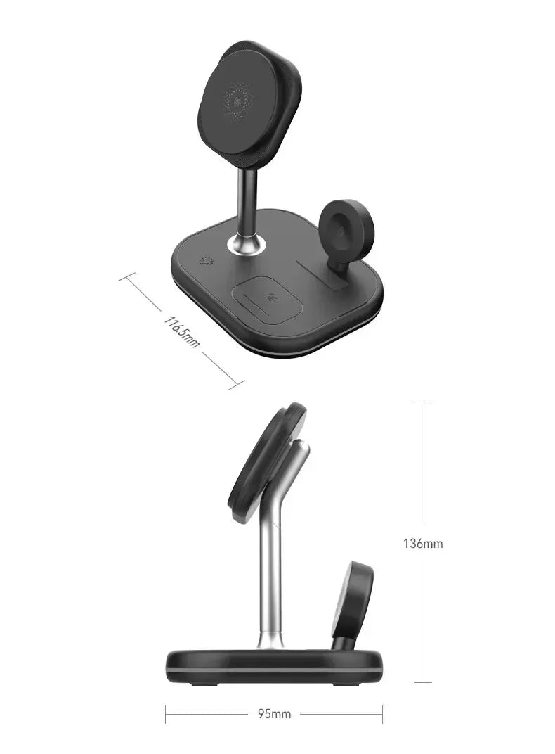 3 In 1 Magnetic Wireless Charger Stand For Magsafe iPhone 16 15 14 13 Pro Max