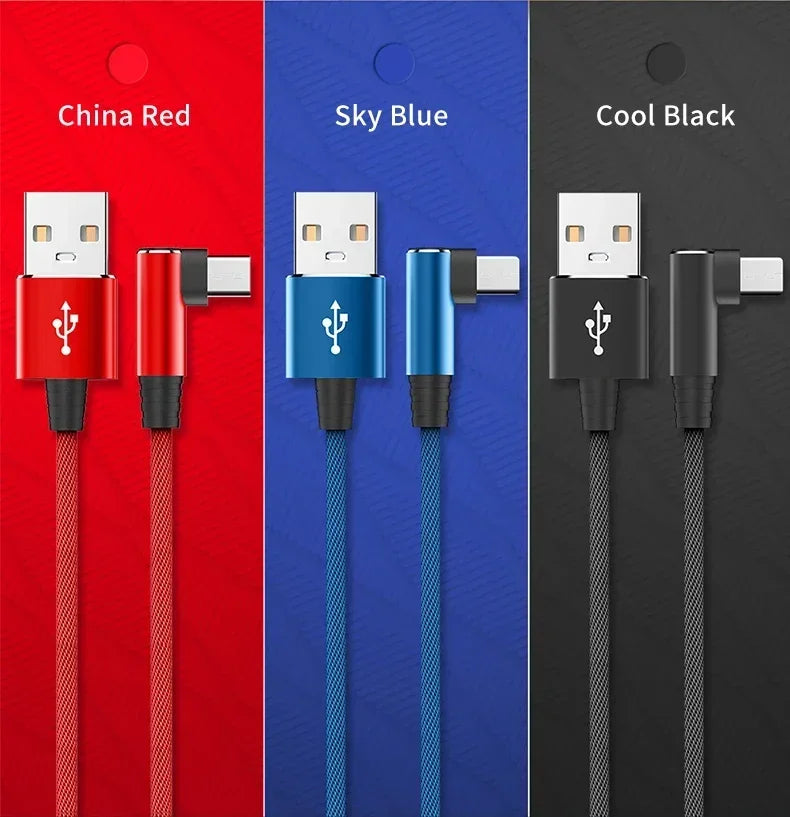 90 Degrees Elbow Line Fast Charging Type C Quick Charge USB C Cable for Gamer