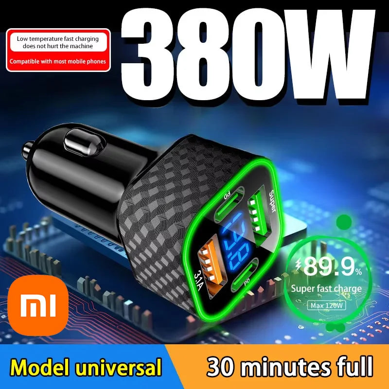 Xiaomi USB C Car Phone Charger Dual PD 4 in 1 with Voltage Display Super Fast