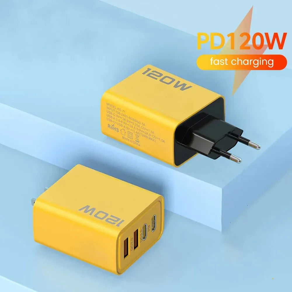 120W 4 Port USB Type C Charger Fast Charging Data Cable USB Phone Charger