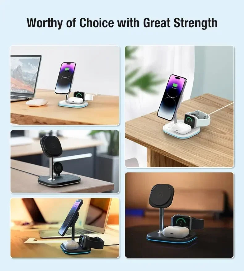 3 In 1 Magnetic Wireless Charger Stand For Magsafe iPhone 16 15 14 13 Pro Max