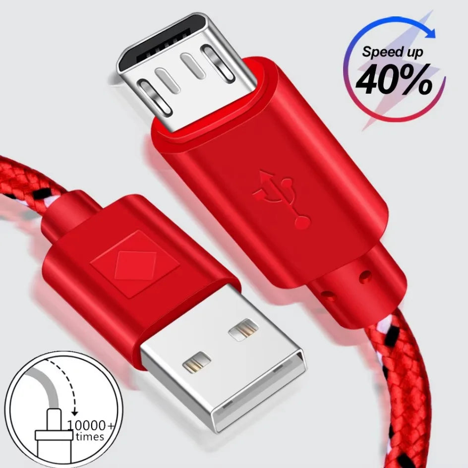 2.4A Micro USB Cable 0.5m/1m/2m/3m Data Sync USB Charge Cable For Samsung