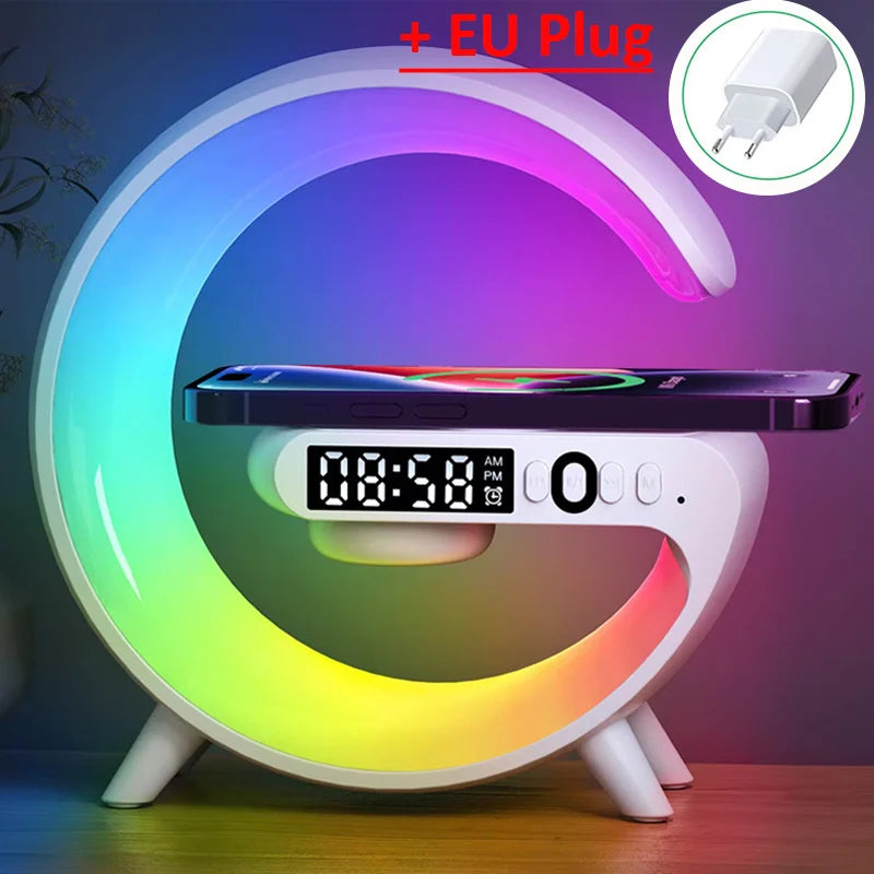 Multifunction Wireless Charger Pad Stand Speaker TF RGB Night Light 15W Fast