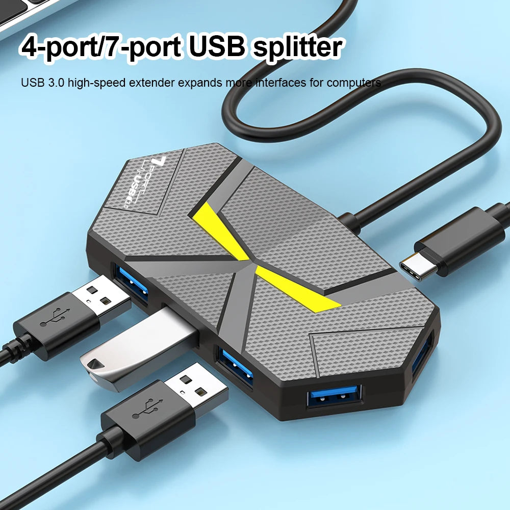 7 Ports USB 3.0 HUB USB Docking Station USB Splitter Adapter 5Gbps High Speed