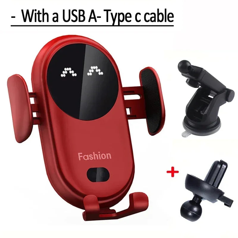 Infrared Induction Car Wireless Charger Stand Car Air Vent Clamp for iPhone 16~12 Pro Max Samsung Galaxy S25/S24 Fast Charging