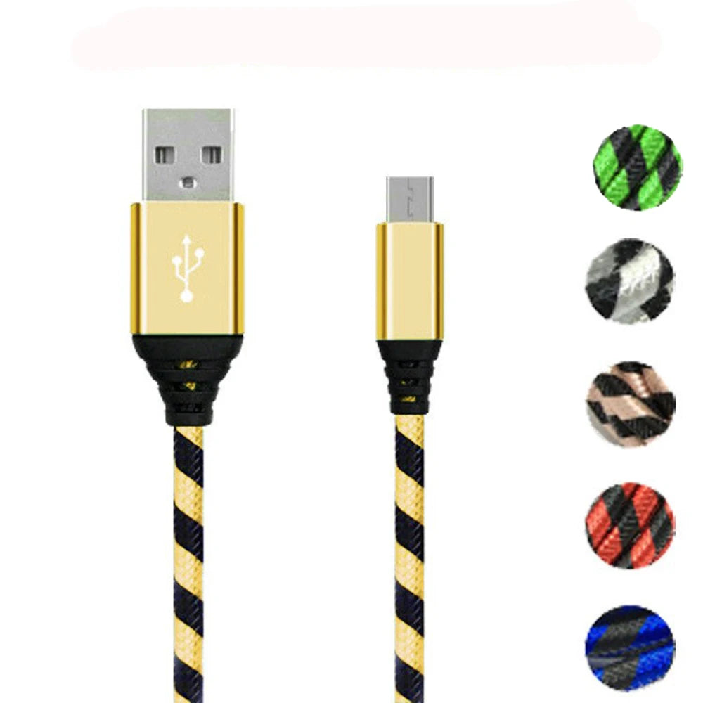 Nylon Braided Wire Charger Cable Micro USB Cable Date Sync 2A Fast Charging