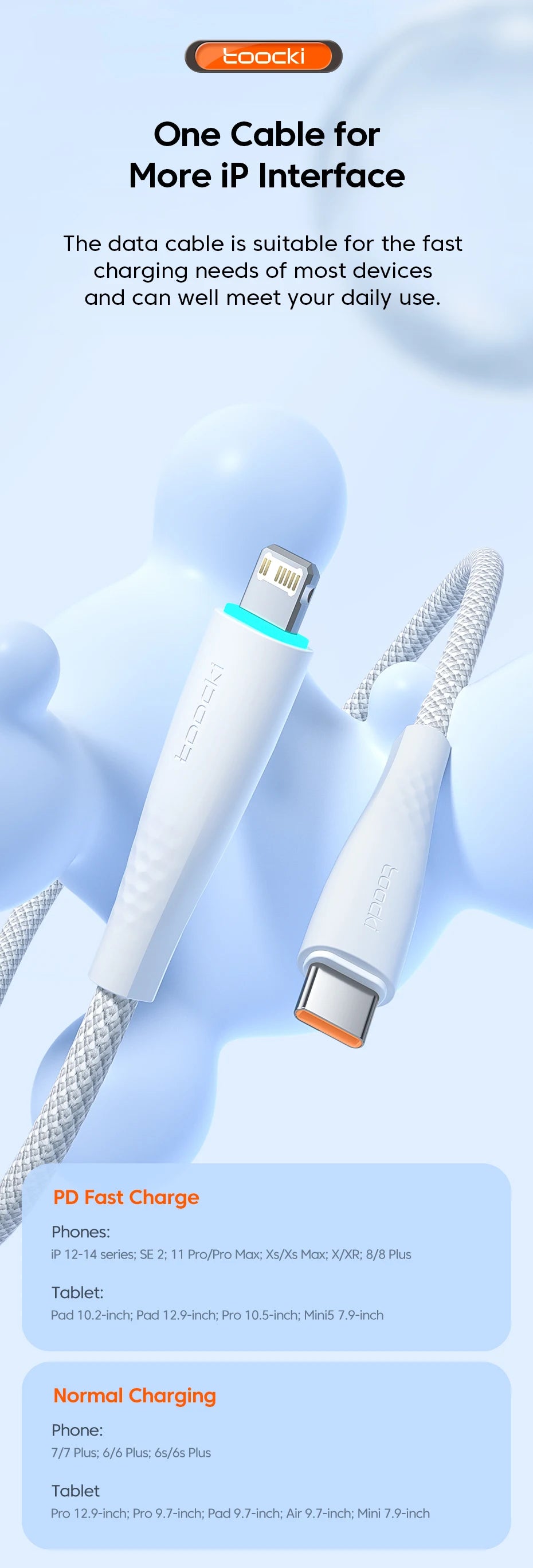 Toocki 2pcs USB C to Lightning Cable PD 20W For iPhone 14 13 12 11 pro max X XR