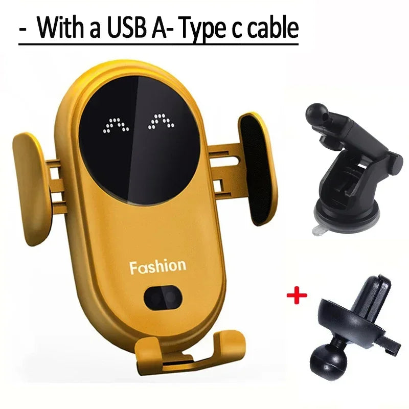 Infrared Induction Car Wireless Charger Stand Car Air Vent Clamp for iPhone 16~12 Pro Max Samsung Galaxy S25/S24 Fast Charging
