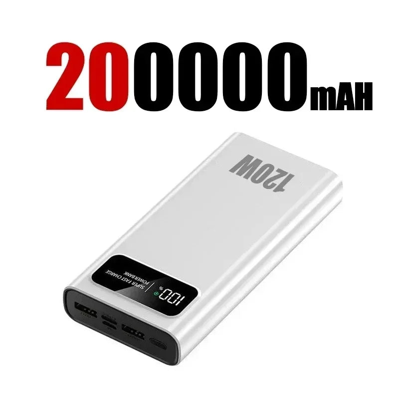 200000mAh 120W Power Bank Fast Charging Portable Ultralarge Capacity