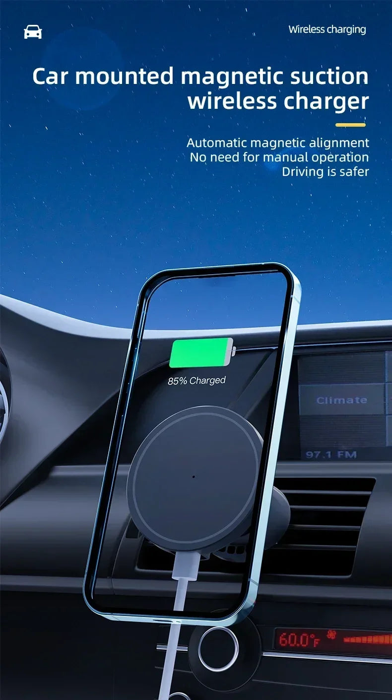 VIKEFON 30W Magnetic Car Wireless Charger For iPhone 12 13 14 15 pro max