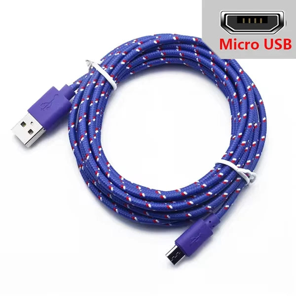 2.4A Micro USB Cable 0.5m/1m/2m/3m Data Sync USB Charge Cable For Samsung