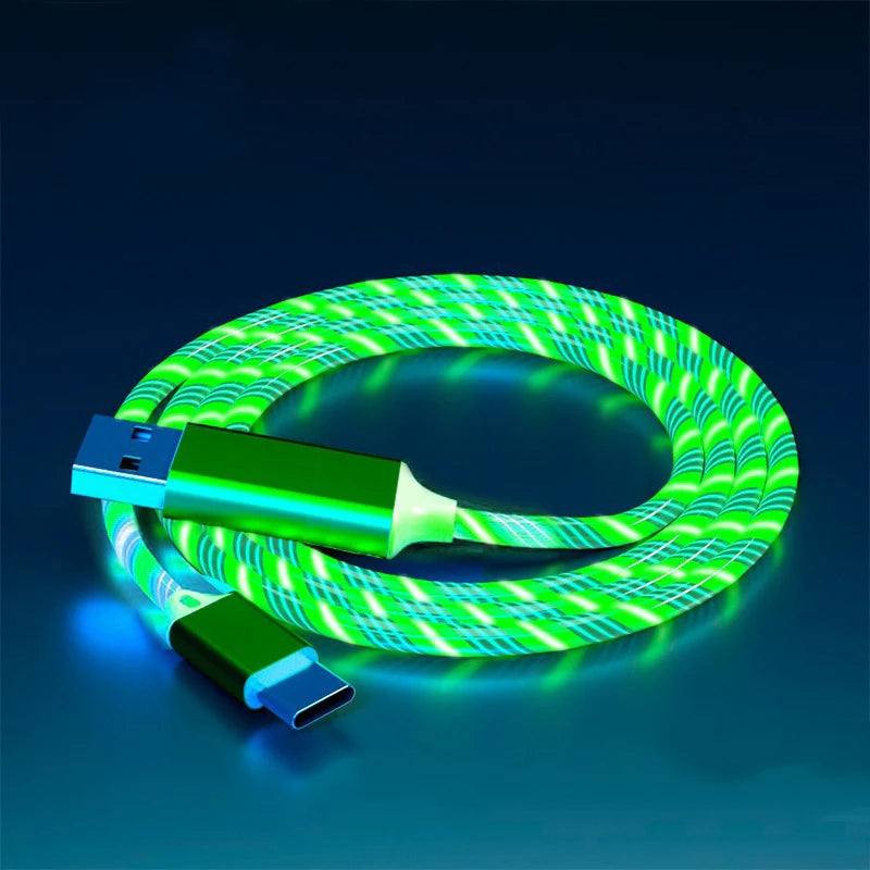 Glowing LED 3 IN 1 Cable For Samsung Xiaomi iPhone Flowing Streamer