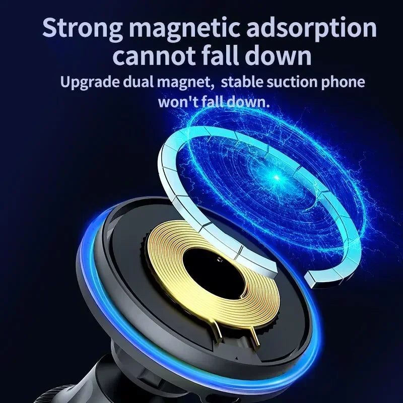 30W Magnetic Car Wireless Chargers RGB LED Light For iPhone 12 13 14 15 Pro Max