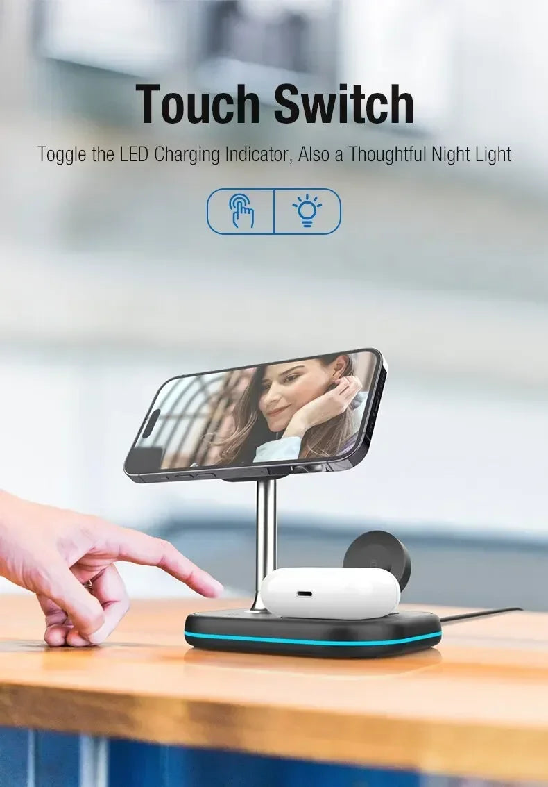 3 In 1 Magnetic Wireless Charger Stand For Magsafe iPhone 16 15 14 13 Pro Max