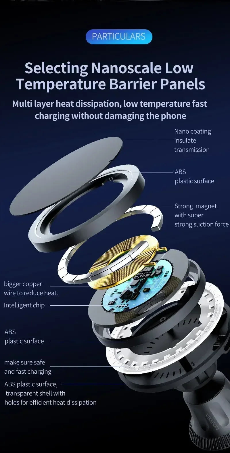 30W Magnetic Car Wireless Chargers RGB LED Light For iPhone 12 13 14 15 Pro Max