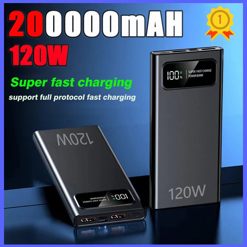 200000mAh 120W Power Bank Fast Charging Portable Ultralarge Capacity