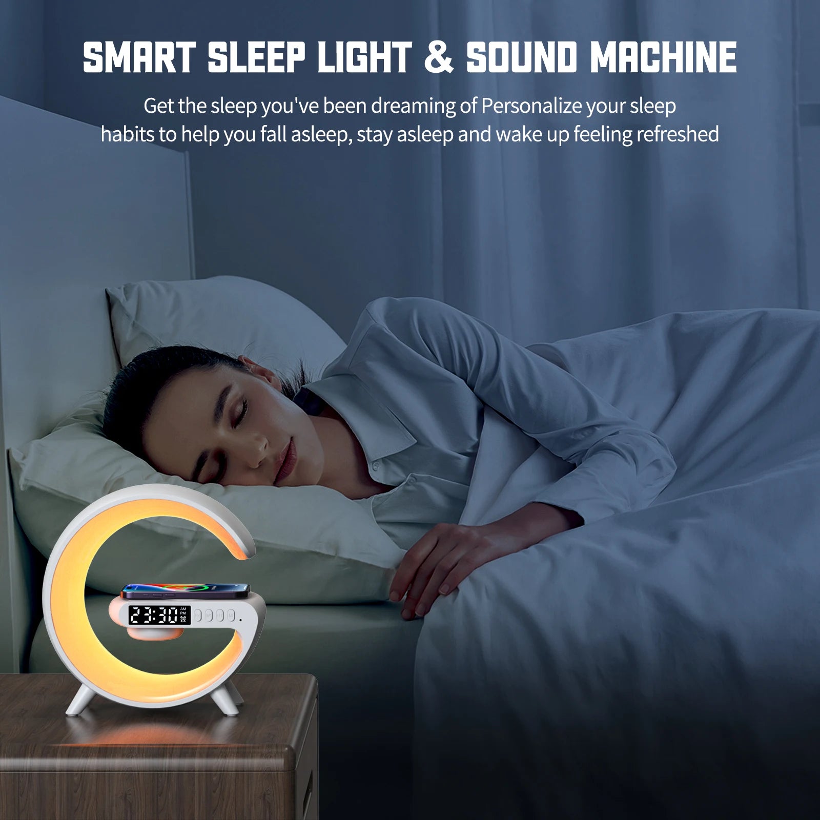 Multifunction Wireless Charger Pad Stand Speaker TF RGB Night Light 15W Fast