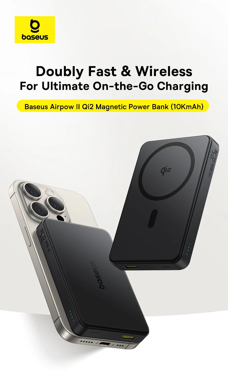 Baseus Qi2 Magnetic Power Bank 10000mah 15W Wireless Charging 22.5W