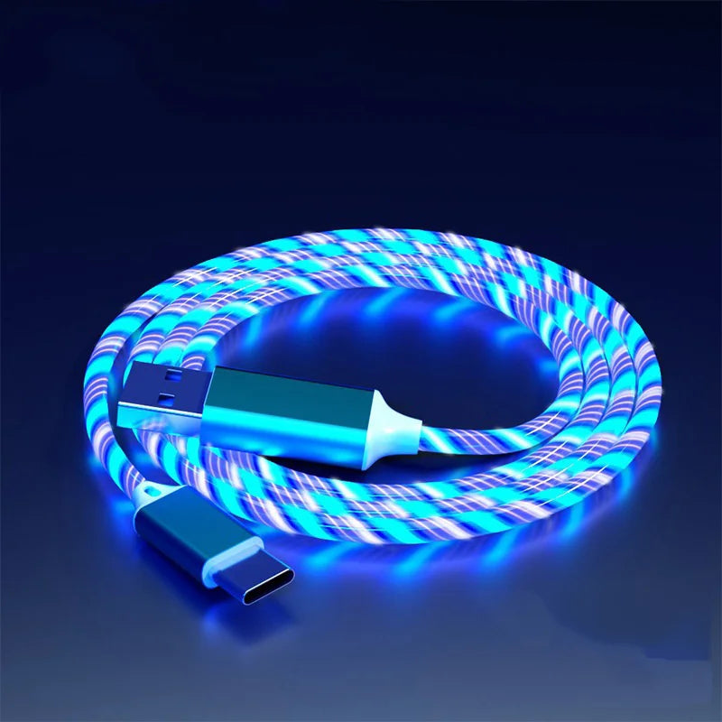 Glowing LED 3 IN 1 Cable For Samsung Xiaomi iPhone Flowing Streamer