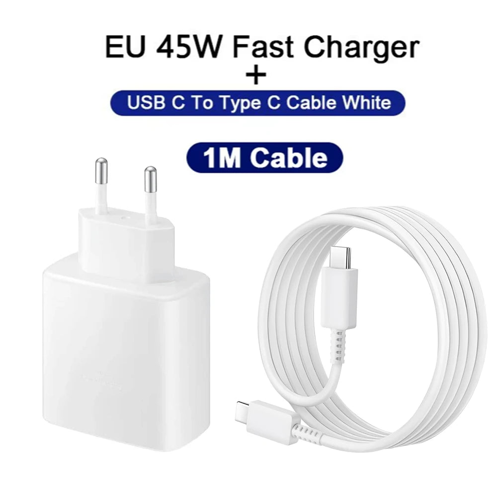 45W PD Charger For Samsung Galaxy S24 S23 S22 Quick Charge 3.0 USB C to Type C