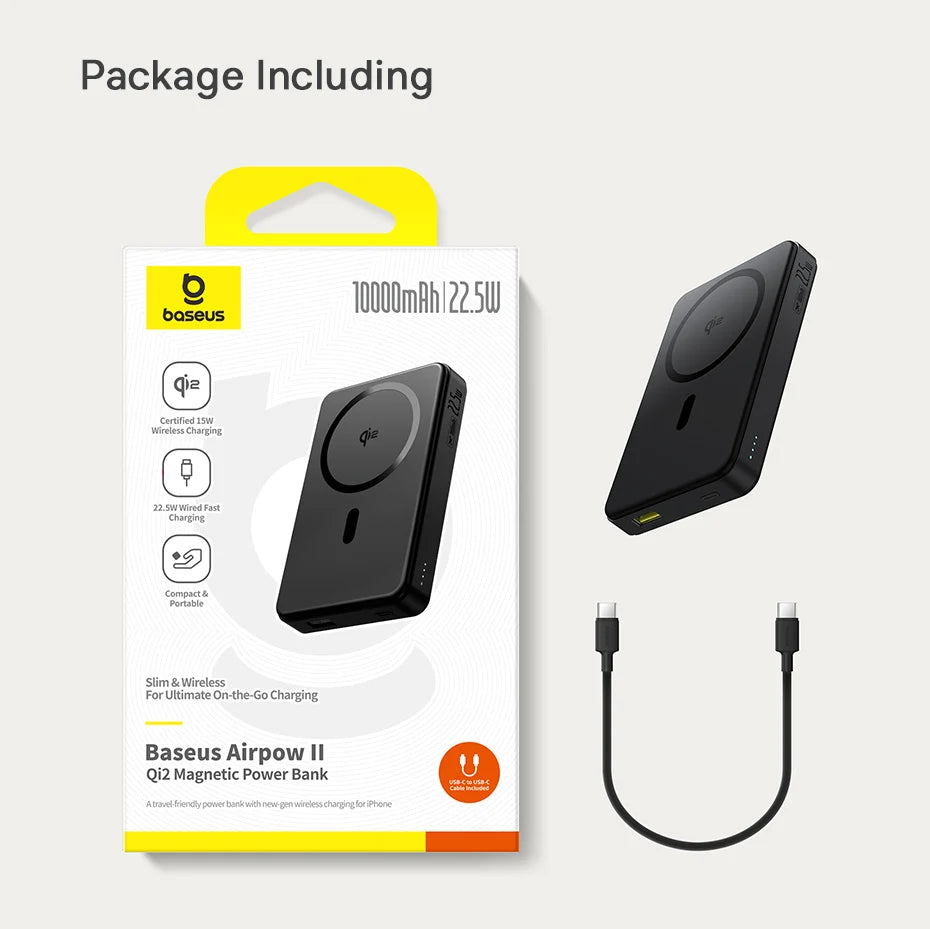 Baseus Qi2 Magnetic Power Bank 10000mah 15W Wireless Charging 22.5W