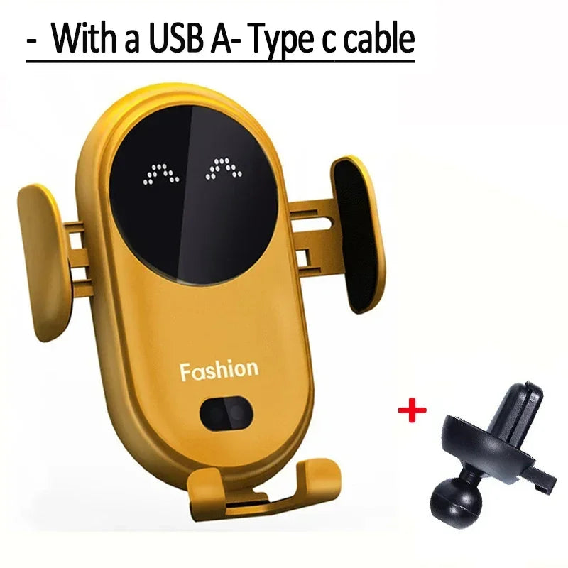 Infrared Induction Car Wireless Charger Stand Car Air Vent Clamp for iPhone 16~12 Pro Max Samsung Galaxy S25/S24 Fast Charging
