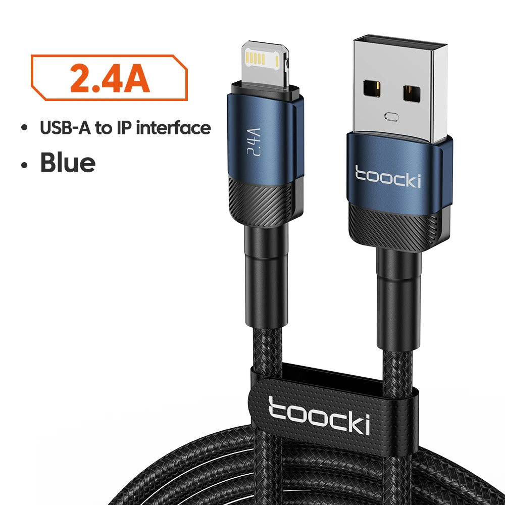 Toocki USB Cable For iPhone 14 13 12 Pro Max X XS XR 8 7 Plus iPad Fast Charging